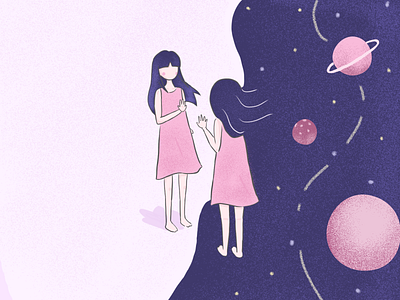 🔮Serendipity girl illustration music space