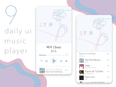 🎶Daily Ui 09: Music Player bts daily 100 daily challenge daily ui illustration music music app music player ui ui challenge