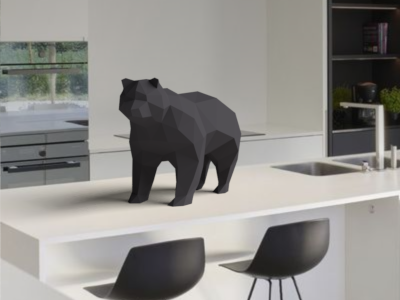 Low poly Bear 3d blender design papercraft