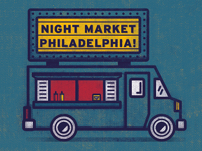 Philly Night Market food truck philadelphia textures vector