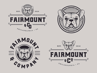 Fairmount & CO. branding french bulldog illustration type