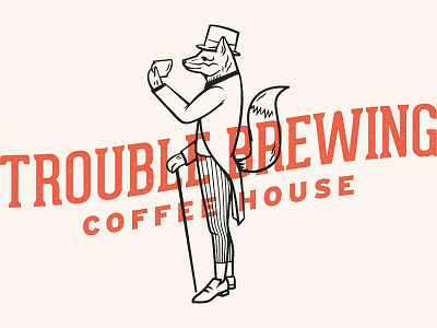 Trouble Brewing branding coffee fox illustration