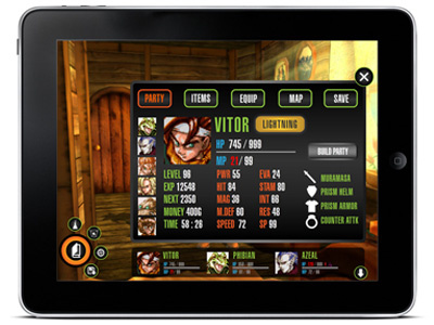 Rpg gaming interface menu mobile tablet user experience ux web design