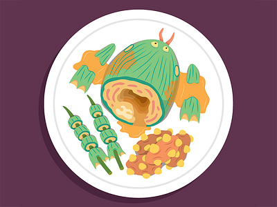 Alien Food No.3 alien cuisine dish food fun illustration vector