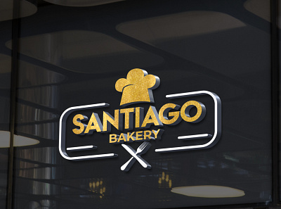 Santiago Bakery logo 3d branding design illustration logo typography