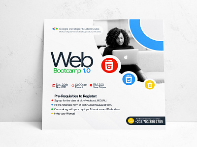 Web Bootcamp Flyer for GDSC MOUAU 3d app branding design illustration logo typography ui ux vector