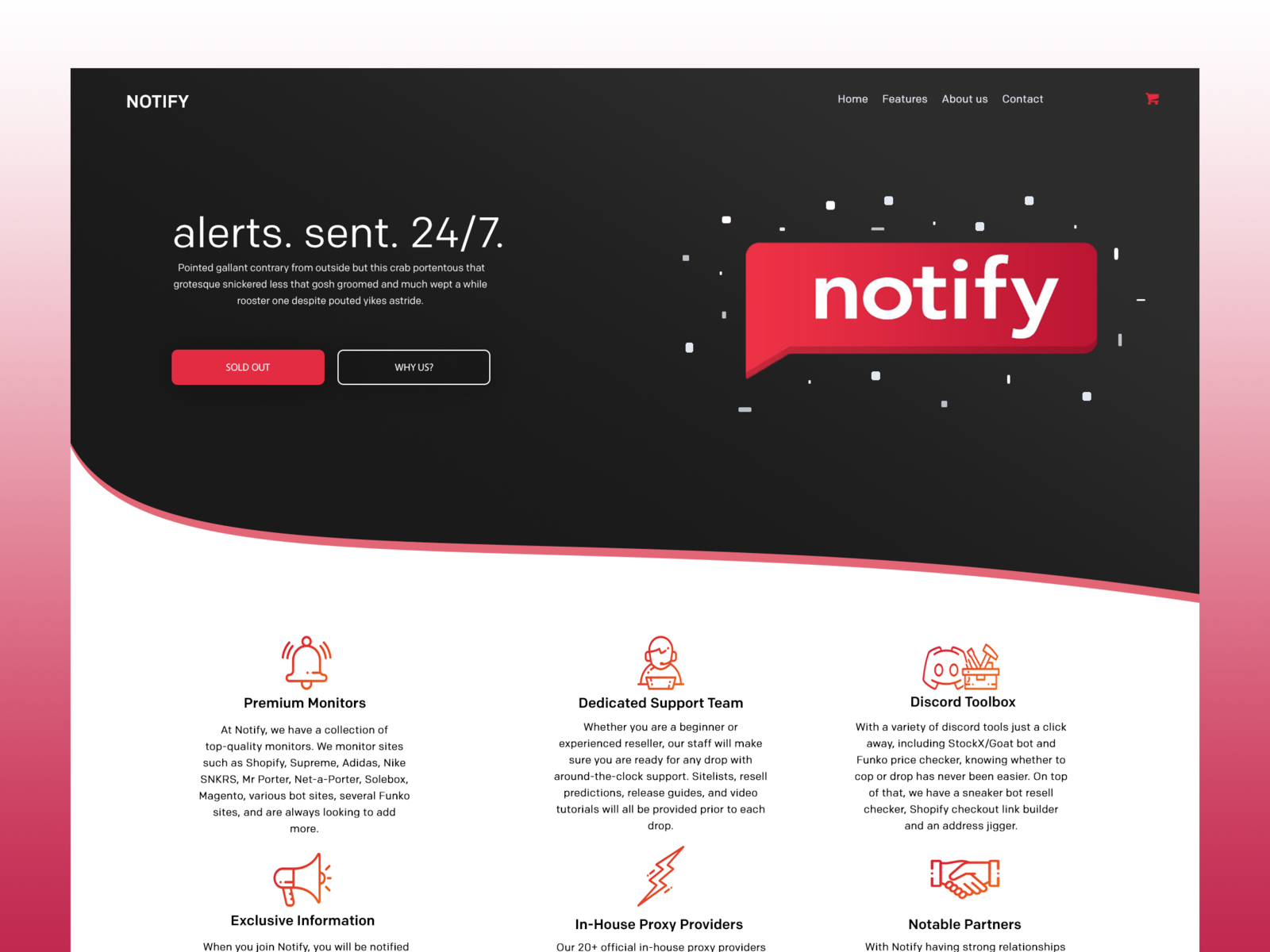 Notify Landing Page by David Zhang on Dribbble