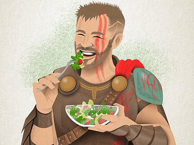 Thor Eating A Salad adobe illustrator comics commission fanart illustration illustrator marvel portrait salad vector vector art vector illustration