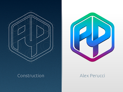 My Monogram alex perucci construction cyan green icon identity illustration logo magenta monogram personal process
