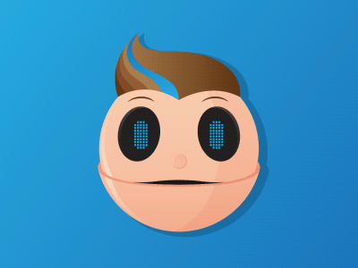 DesignerBOT Like android animation bot boy designer flat gif illustration led red robot simple