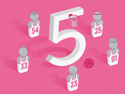 Dribbble 5 basketball birthday chicago bulls dribbble five flat game illustration pink playoff rebound