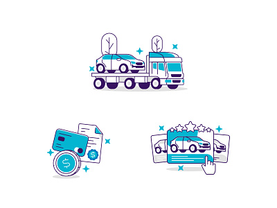 Autofetch Illustrations branding car design illustration money truck ui ux vector web