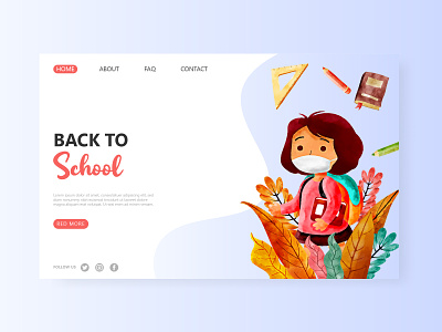 Back To School Home Pages design illustratoin landing pages watercolor web design