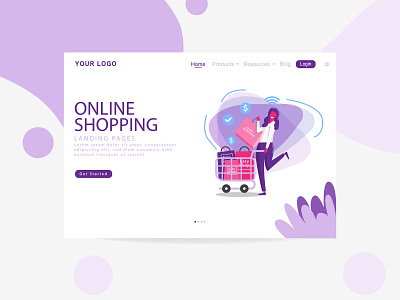 Online Shopping Landing Page branding design designgrapich illustration logo typography ui ux vector