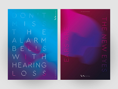 Hearology visuals abstract audiology branding ear earcare gradient graphic design stencil typography vibrant