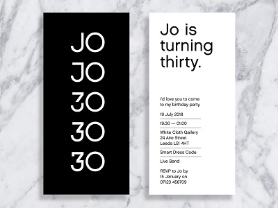 30th Birthday Party Invitation 30 blackandwhite graphicdesign invitation marble minimalism minimalist monochrome party typography