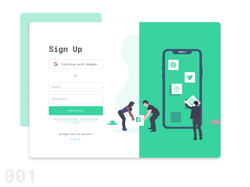 Sign Up Form - Daily UI 001 by RW Tech on Dribbble