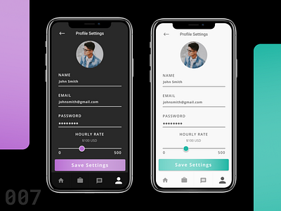 Profile Settings - Daily UI 007 dailui daily 100 daily 100 challenge profile card settings