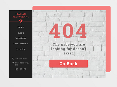 404 Page - Daily UI 008 404 error page 404 page 404error restaraunt