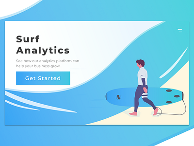 Surf Analytics 2 - Landing Page analytics page design illustration landing design landing page landing page design surf board ui