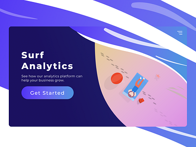 Surf Analytics Dark beach beach illustration design illustration landing landing design landing page landingpage surf ui website