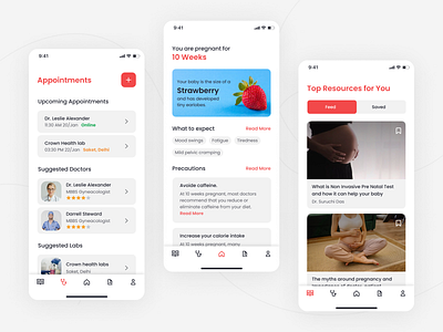 Ambā pregnancy tracker app app app design appointments doctor app feed health health app health tracker healthcare hospital medical medical app medical records mother care pregnancy tracker ui ui design ux