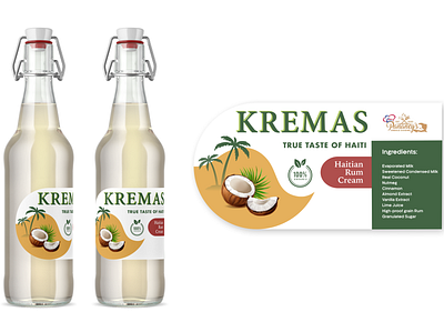 Kremas Rum Cream bottle caribbean kremas label packaging rum tahiti