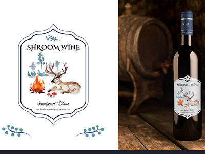 Shroom Wine Bottle Sticker reindeer rowan scandinavian wine bottle wine branding