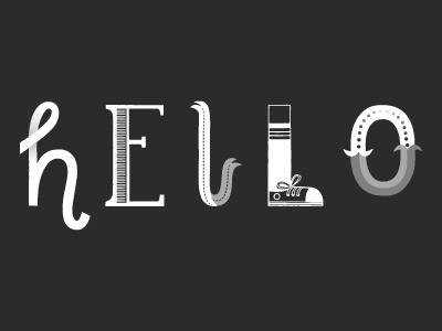 Hello graphic lettering typography vector
