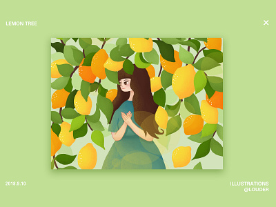 Lemon and girl girl illustration plant.illustration.