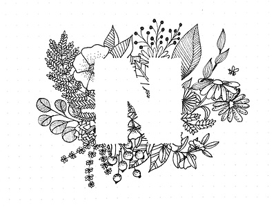 November bullet journal flowers illustration letter n plants typography vegetal