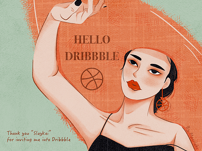 Hello Dribbble design digital girl hello dribbble illustration retro