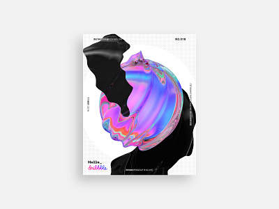 Hello Dribbble 3d abstract black blue c4d cinema4d design first shot firstshot gradient hello dribbble hellodribbble photoshop pink poster poster a day poster design purple voidbelow white