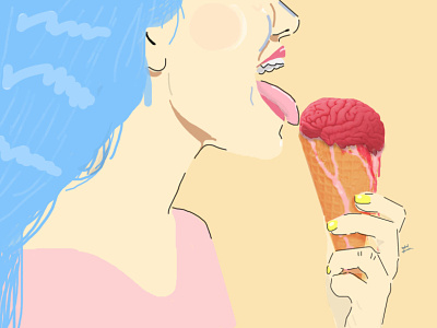 worshiping IQ test brain editorial editorial design icecream illustration