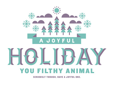 Holiday Card animal banner christmas cloud custom filthy holiday joyful ornate snowflake sun tree