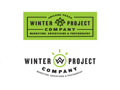 Winter Project Company branding identity label logo mountain tree trees type typography w
