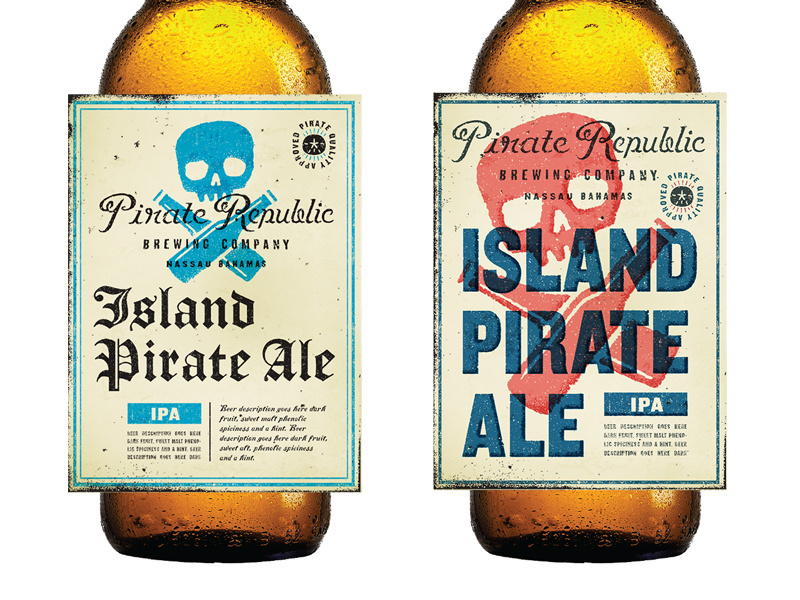 Pirate Republic In Progress Pt2 beer label beer label branding logo skull crossbones typography type sand dollar brewery pirate