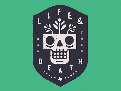 Life & Death badge flowers illustration shield skull type typography