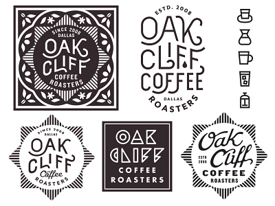 Oak Cliff Coffee bean coffee custom dallas icons lettering oak cliff sun