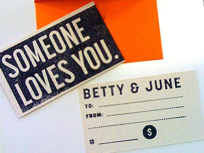Betty & June gift card betty gift card june stamp type