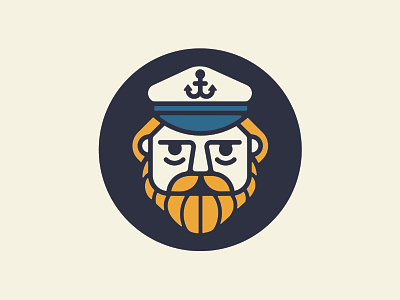 Captain anchor beard captain circle icon logo mustache
