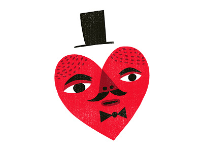 Happy Valentines bow tie heart illustration mustache top hat valentine