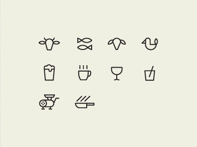 Restaurant Icons beef beer chicken coctail coffee cow fish icons knife lamb restaurant wine
