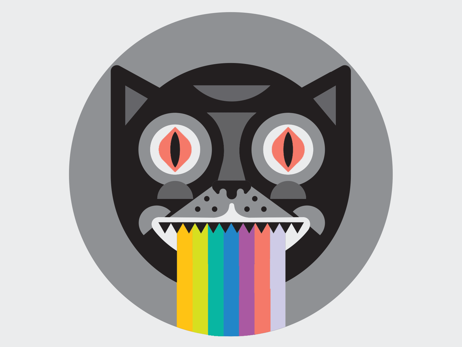 Rainbow Cat color geometric illustration rainbow vomit