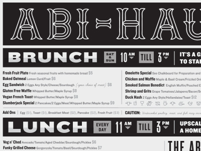 Abi Haus Menu abi haus food menu type typography