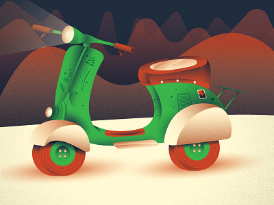 Vintage scooter adobe illustrator flat illustration illustration scooter vintage