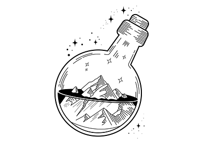 Bottle in the world design illustration