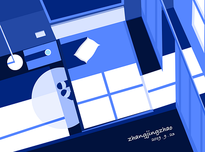 Night bedroom design illustration