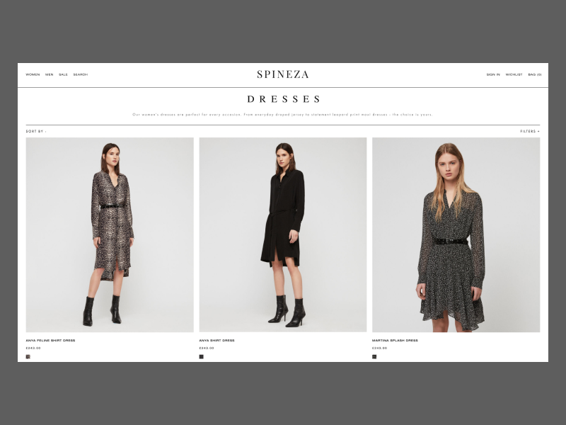 SPINEZA shop branding fashion typography design webdesign website interface web design concept web ux ui