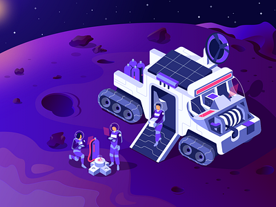 Space Resource adventure astronaut car crypto galaxy hero illustration landing mining space spaceship vehicle web